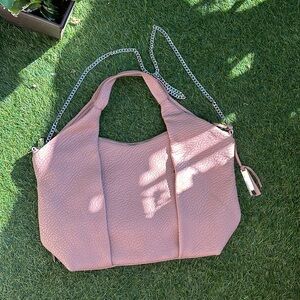 Vince Camuto leather handbag with sliver cross body chain strap option.Big Bag!